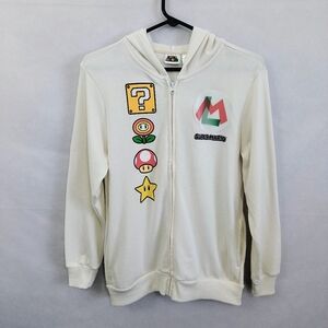 Nintendo Kids Cream Super Mario Hoodie Full Zip With Pockets Boy's 14-16